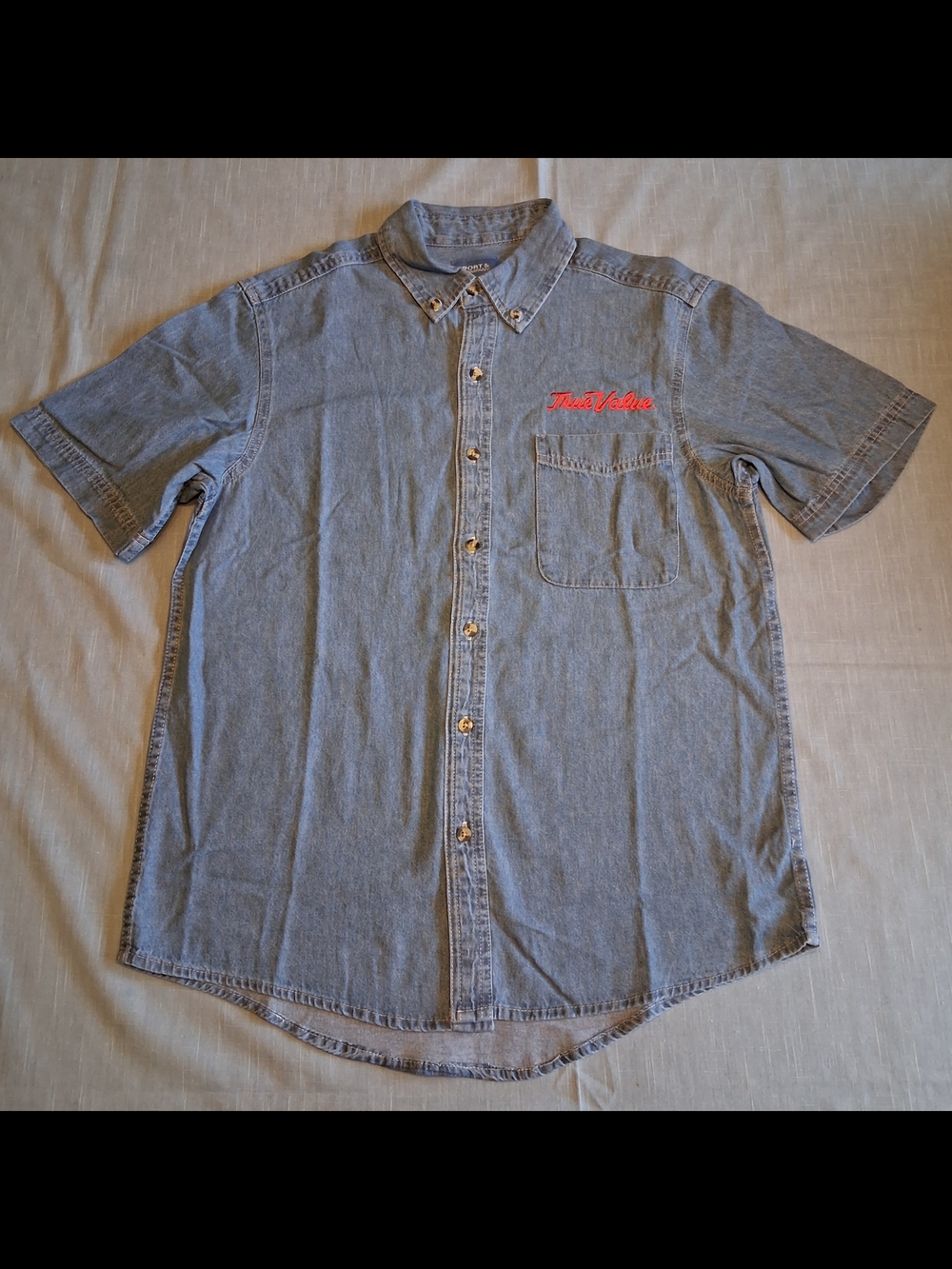 Men's Short-Sleeve Denim True Value Work Shirt NWOT